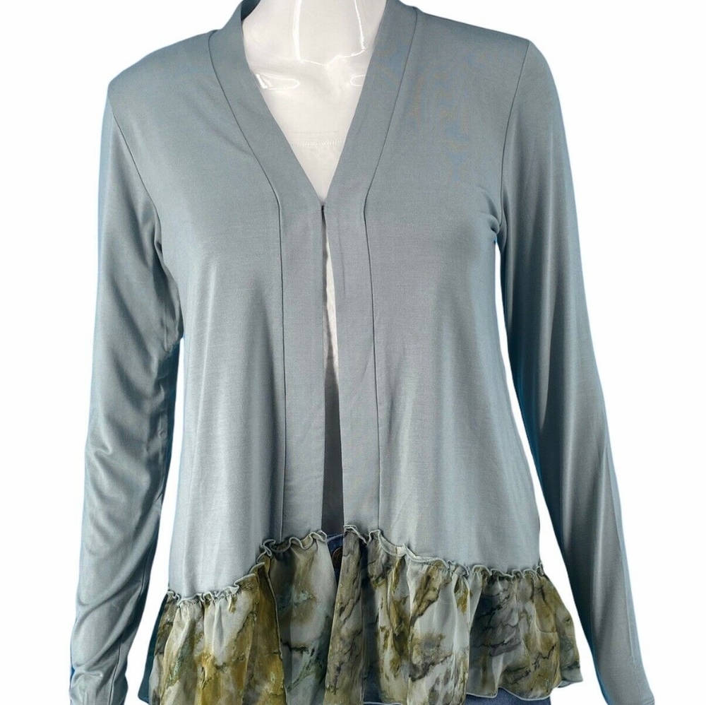 Logo SET Rayon 230 cardigan with high/low chiffon ruffle AND matching tank!